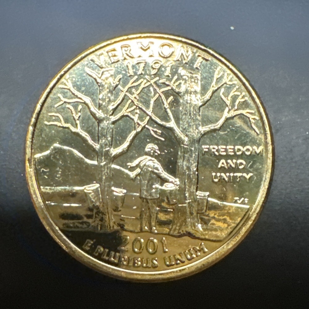 2001 P Washington Quarter - Vermont - 24 Karat Gold Plated